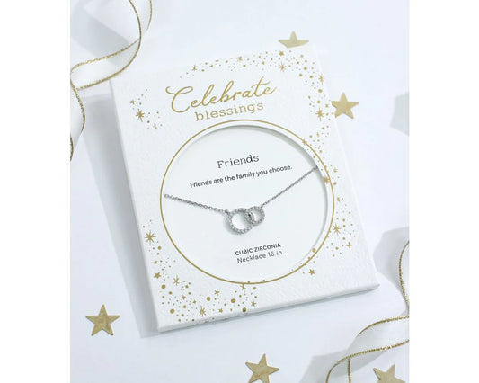 Celebrate Blessings Friends Necklace Silver Circles