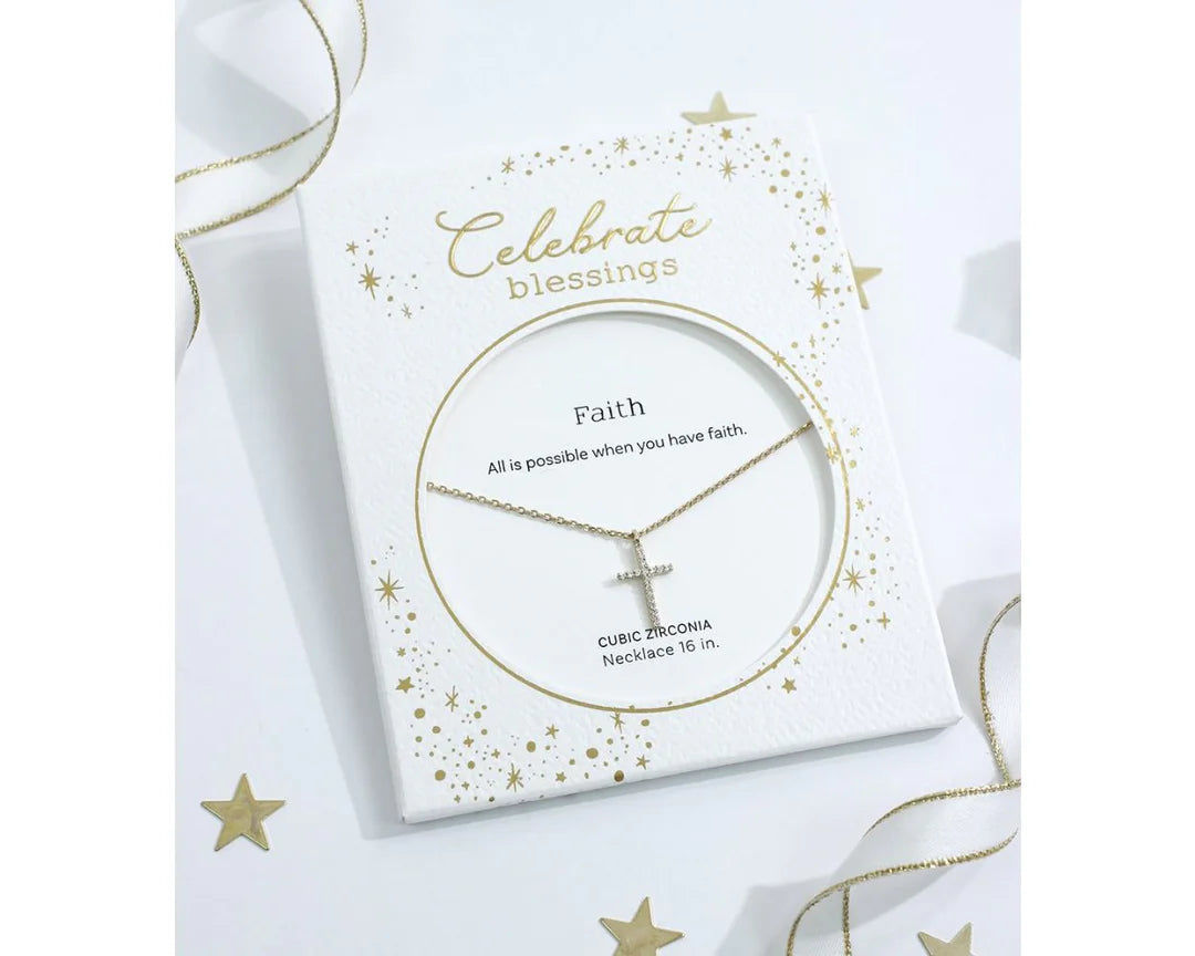 Celebrate Blessings Faith Necklace Gold Cross