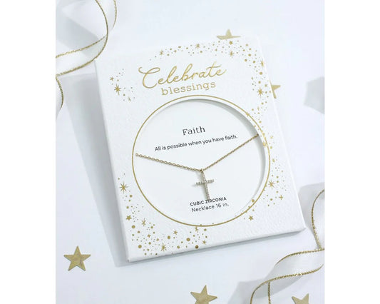 Celebrate Blessings Faith Necklace Gold Cross