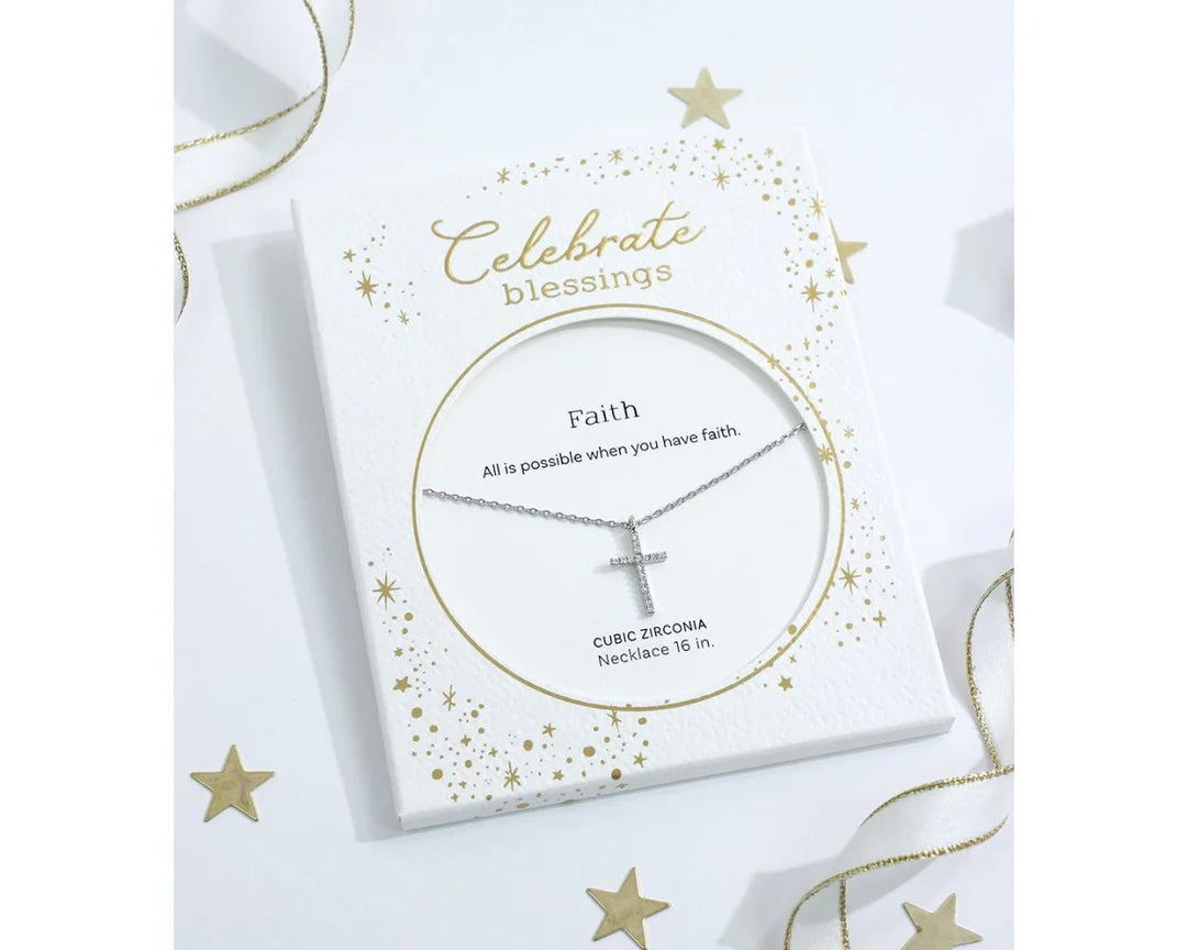 Celebrate Blessings Faith Necklace Silver Cross