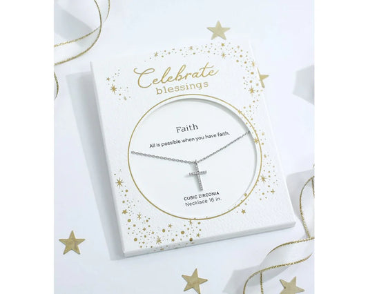 Celebrate Blessings Faith Necklace Silver Cross
