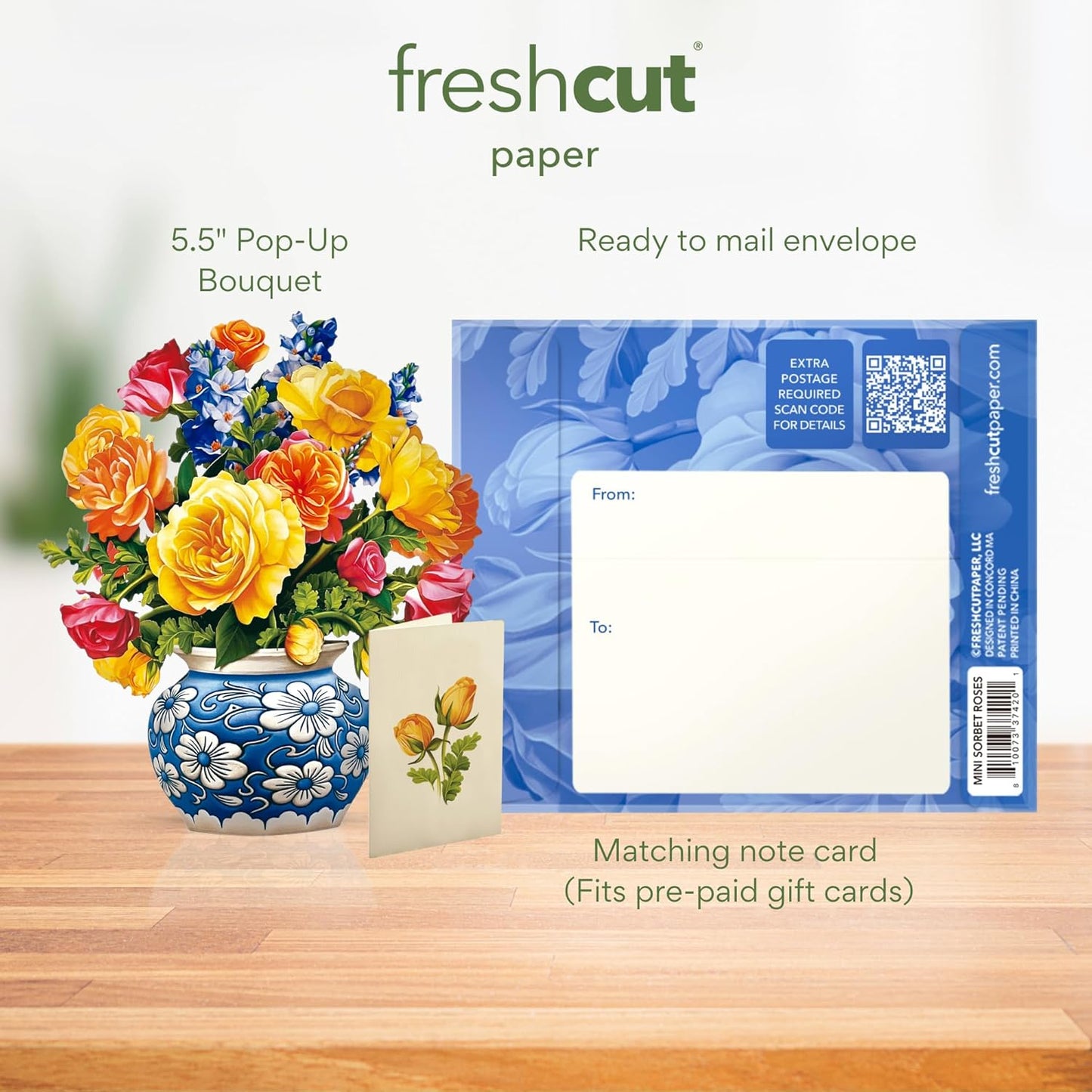 Mini Sorbet Roses Pop-up Greeting Card