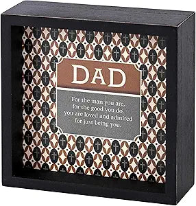 Tabletop Plaque Double Sided Block Sign Décor for Home 6 x 6 Inch Wood Dad Man of God