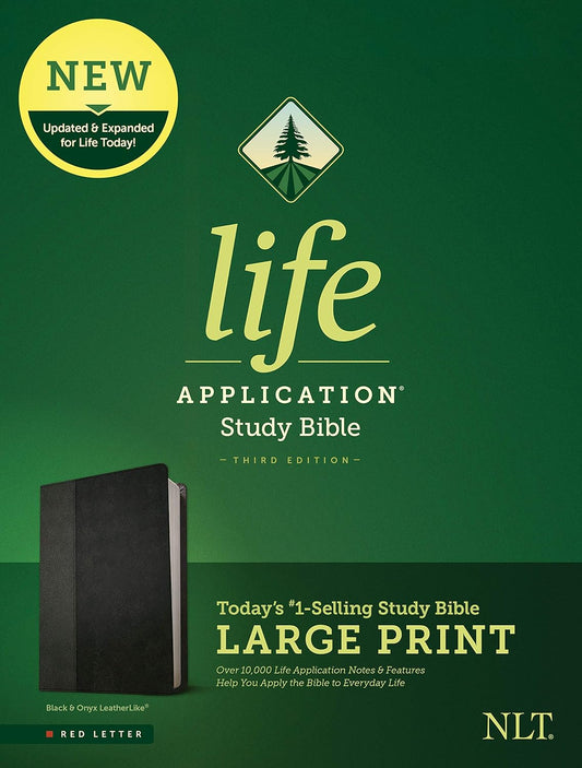 Tyndale NLT Life Application Study Bible, Third Edition, Large Print (LeatherLike, Black/Onyx, Red Letter)