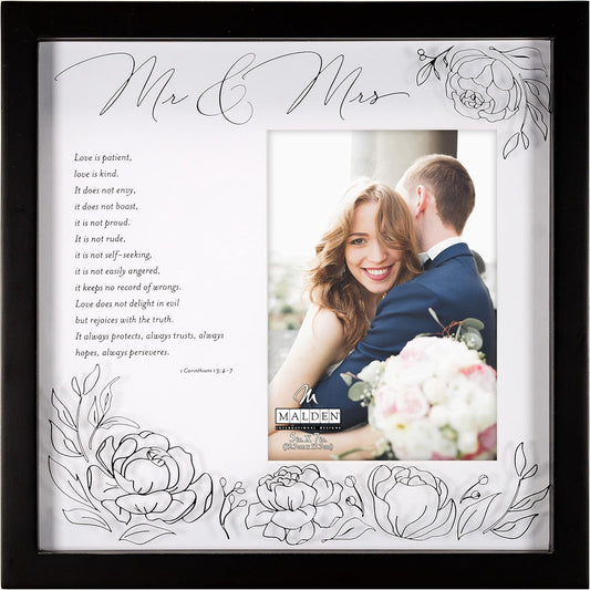 Mr & Mrs Corinthians Matted Shadowbox Frame, 5"x7", Black