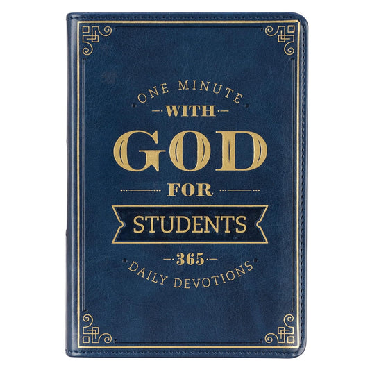 One Minute with God for Students Devotional, Navy Faux Leather Flexcover