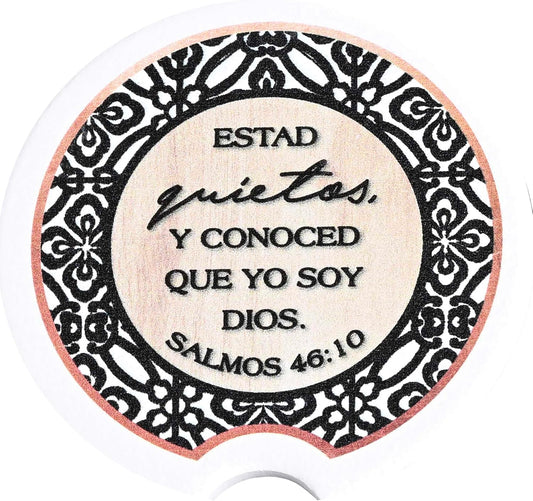 Automotive Car Coaster Accessory for Cup Holder 2.75 x 2.75 Ceramic Spanish Be Still and Know - Set of 2