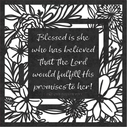 Blessed Is She Metal Hanging Wall Sign