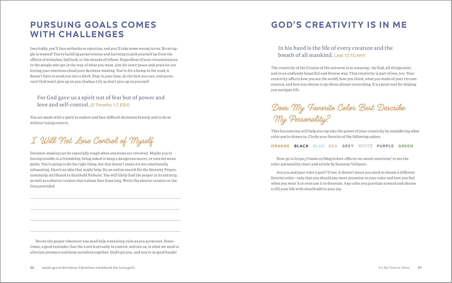 Make Great Decisions Christian Workbook for Teen Girls: A Practical & Biblical Guide to Choices that Matter