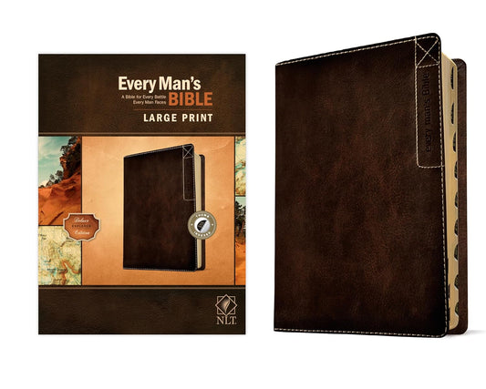NLT Every Man's Bible/Large Print (Deluxe Explorer Edition)-Rustic Brown LeatherLike Indexed