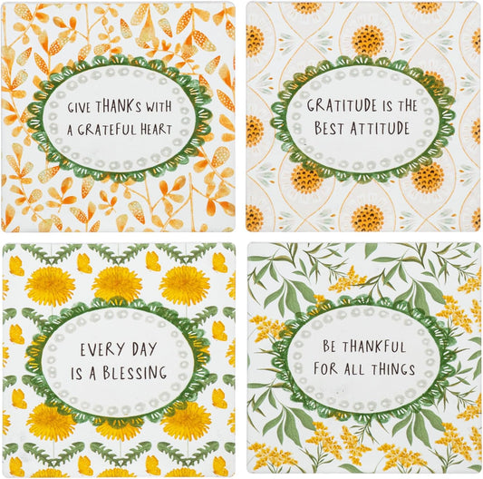 Botanical Thankful Coaster Set