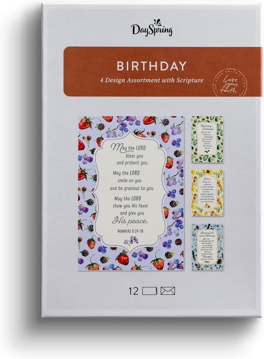 Birthday Blessings - 12 Birthday Boxed Cards & Envelopes