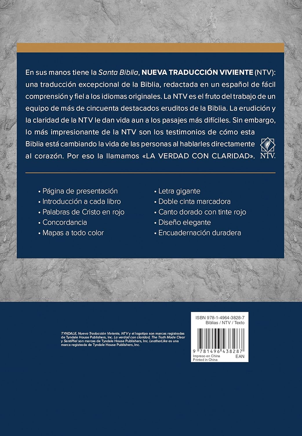 Santa Biblia NTV, Edición clásica, letra gigante (SentiPiel, Azul, Letra Roja)