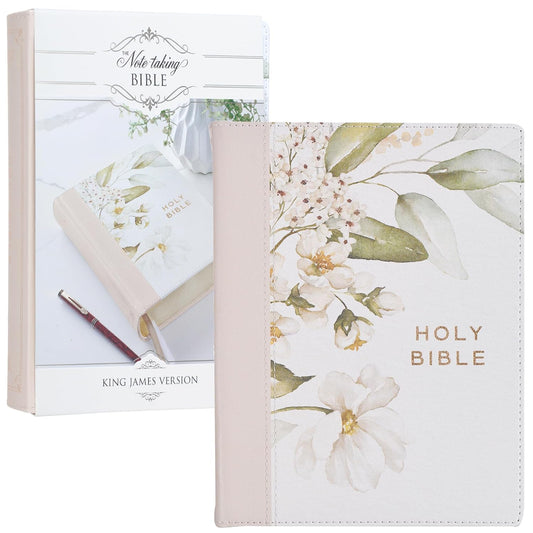 Feather Gray Floral Faux Leather Hardcover King James Version Note-taking Bible