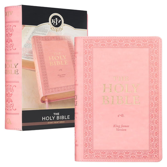 Sunrise Pink Faux Leather Giant Print Standard-size King James Version Bible with Thumb Index