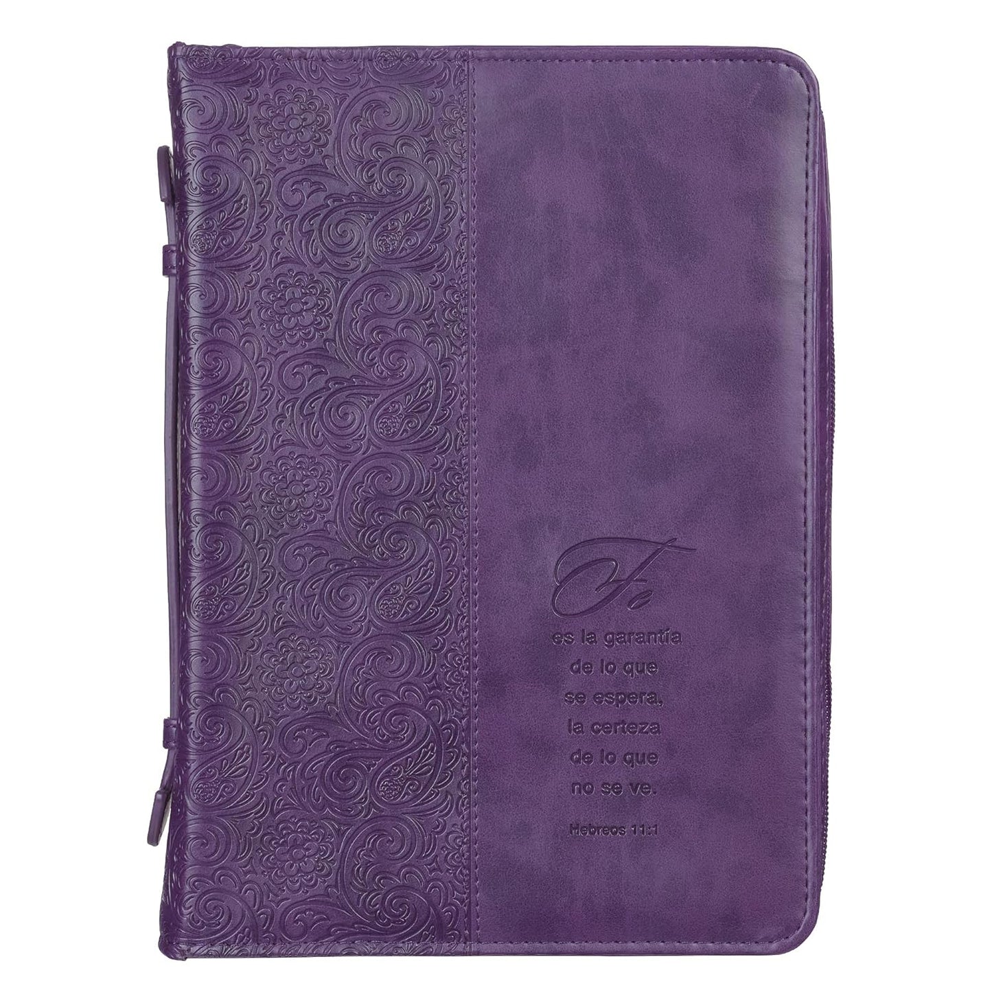 Funda para Biblias Fe, Morado – Hebreos 11:1, Grande