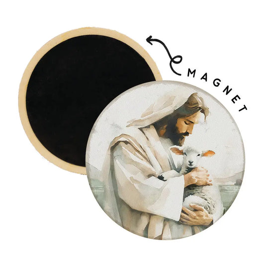 Jesus and Lamb - Round Magnets