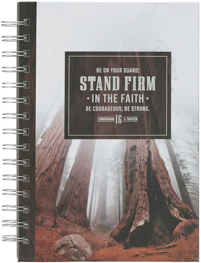 Stand Firm in the Faith Wide Ruled Notebook, 1 Cor. 16:13 Bible Verse, Brown, 192 Lined Pages W/Scripture