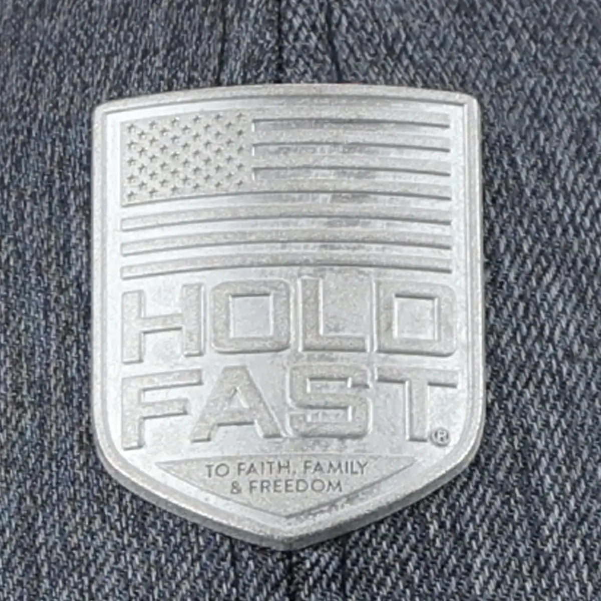 Hold Fast Mens Cap Metal Badge