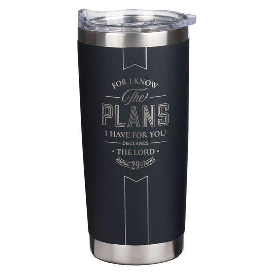 The Plans Black Stainless Steel Travel Tumbler Jer 29:11