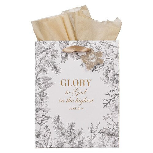 Glory to God Winter Botanical Medium Gift Bag - Luke 2:14