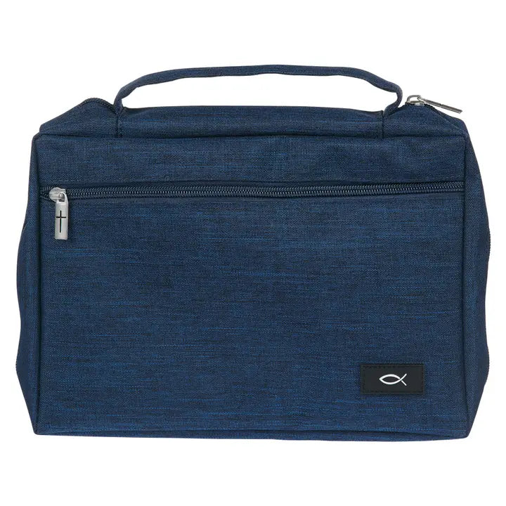 Bible Cover Value Navy Ichthus Patch, XL