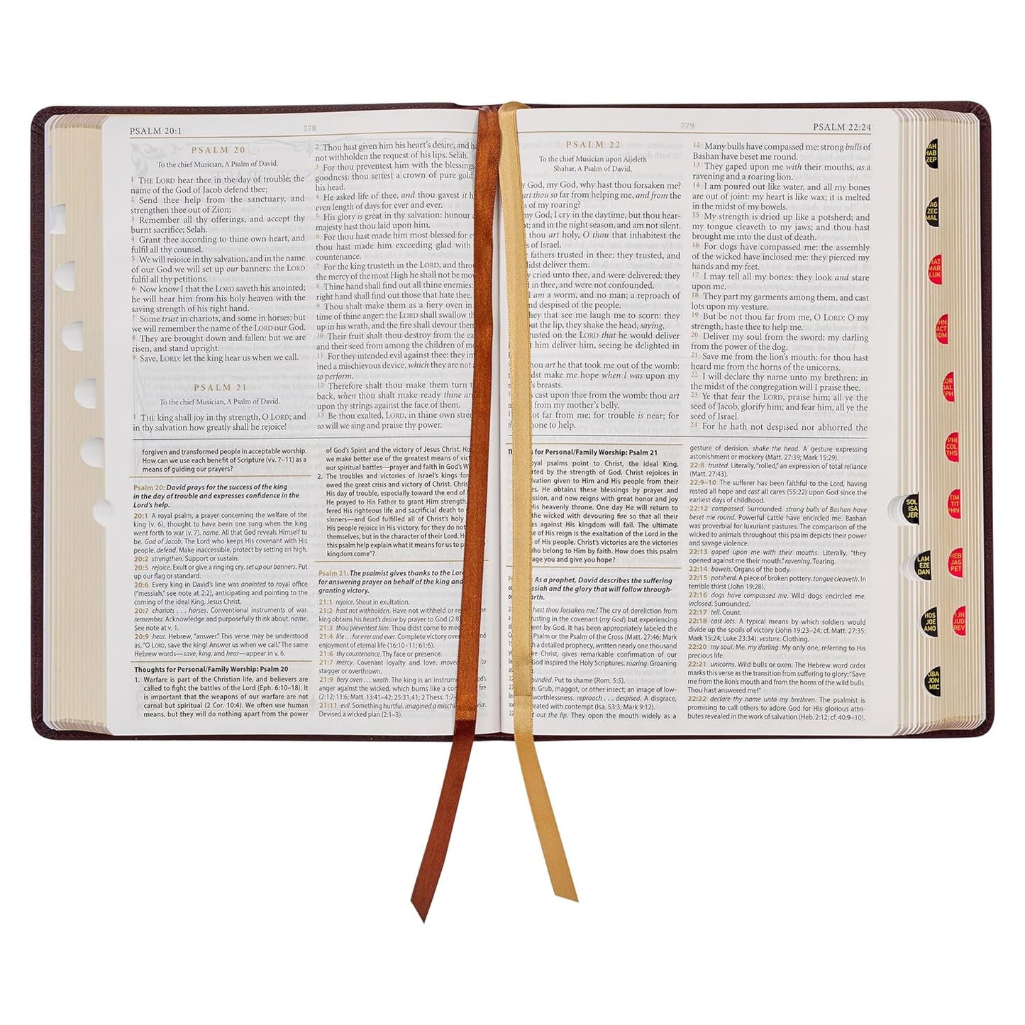 Burgundy Faux Leather Large Print King James Study Bible with Thumb Index