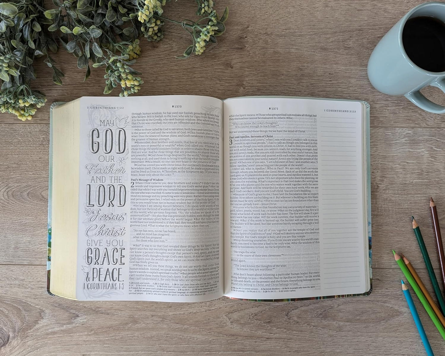 Inspire Bible Large Print NLT, Filament Enabled (LeatherLike, Floral Fields with Gold)