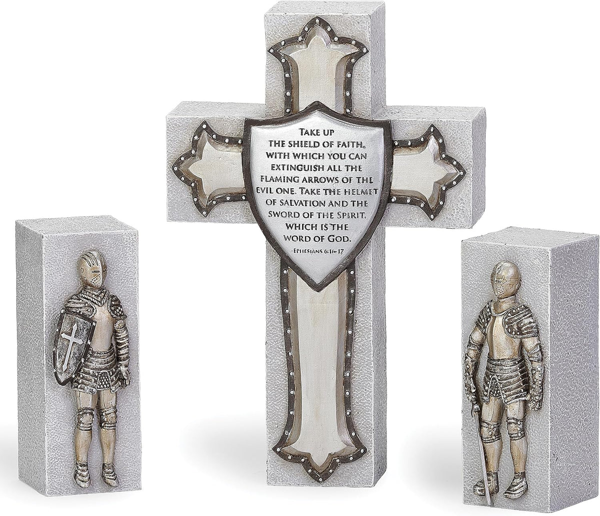 Armor of God Block Cross 3-Piece Set, 7.5" H