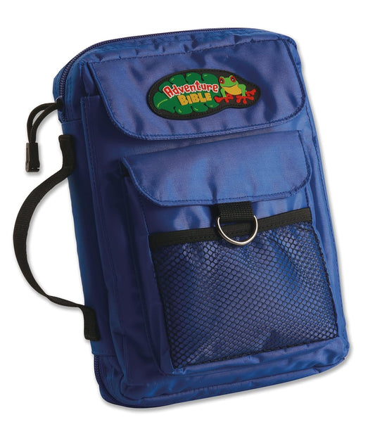 Adventure Bible Cover for Boys, Zippered, with Handle, Nylon, Blue, Medium
