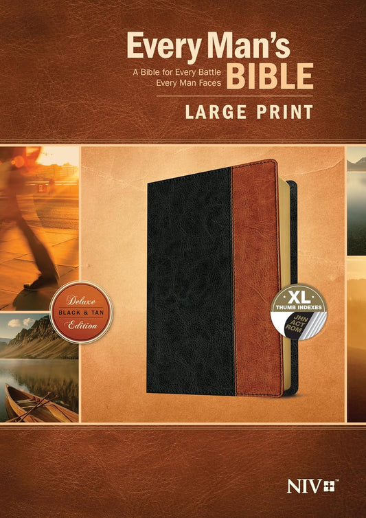 NIV Every Man's Bible, Large Print, TuTone, LeatherLike, Tan, With thumb index