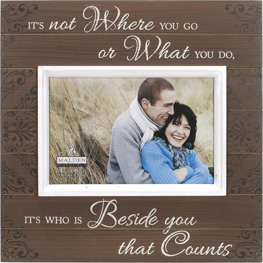 Where You Go Distressed Walnut Picture Frame, 4"x6"