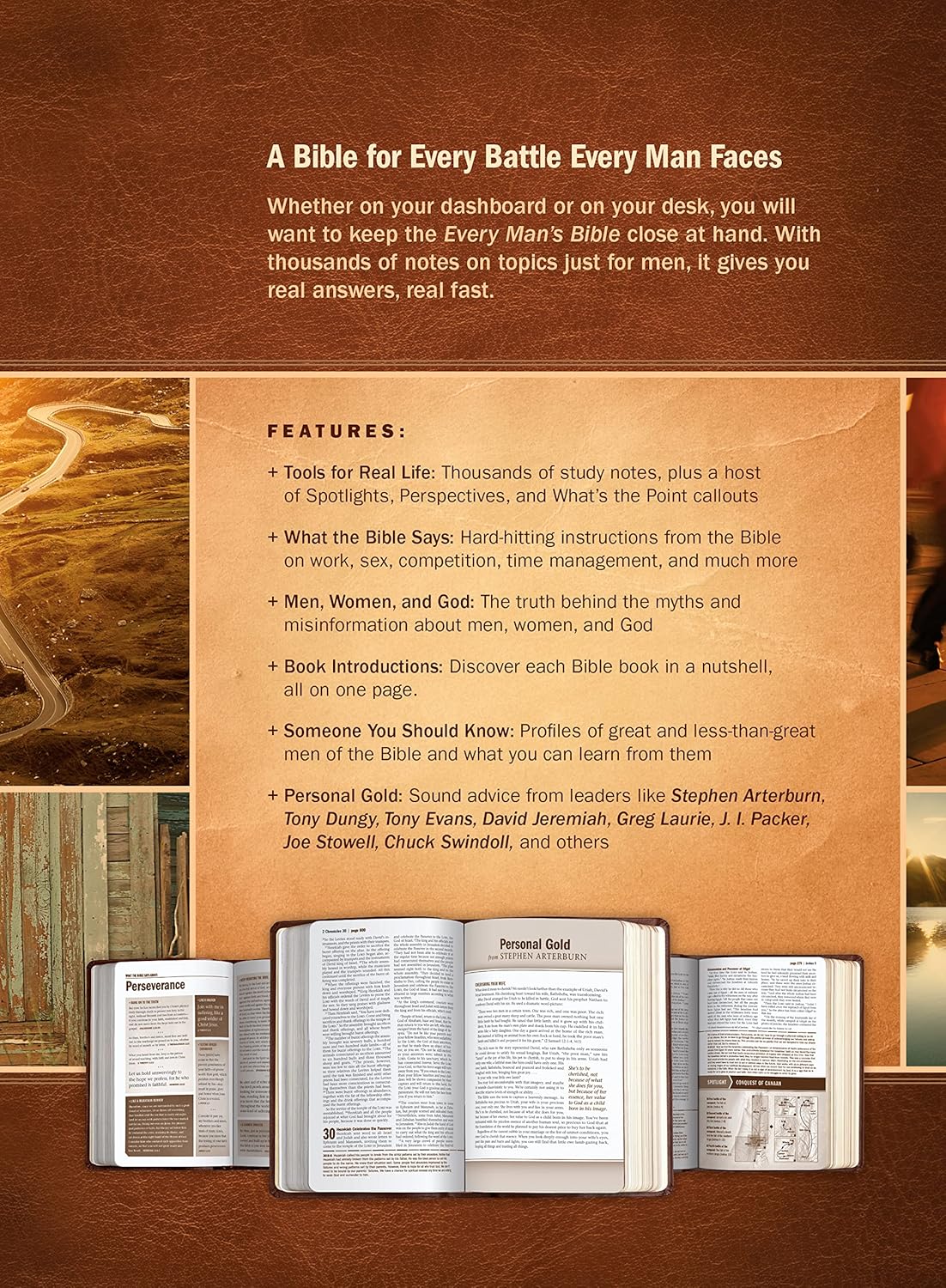 Every Man's Bible NIV, Large Print (LeatherLike, Cross Saddle Tan) Imitation Leather – Large Print