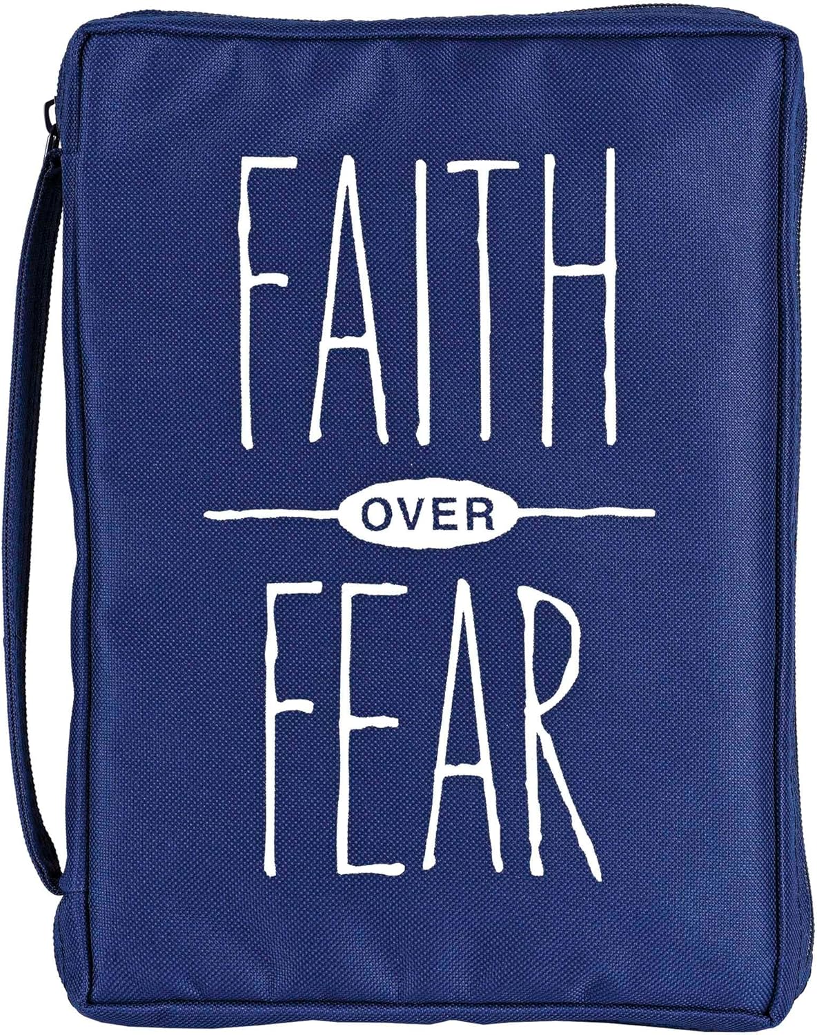 Faith Over Fear - Psalm 118:6-10.25 x 7.12 Inch Navy Blue Polyester Bible Case Cover