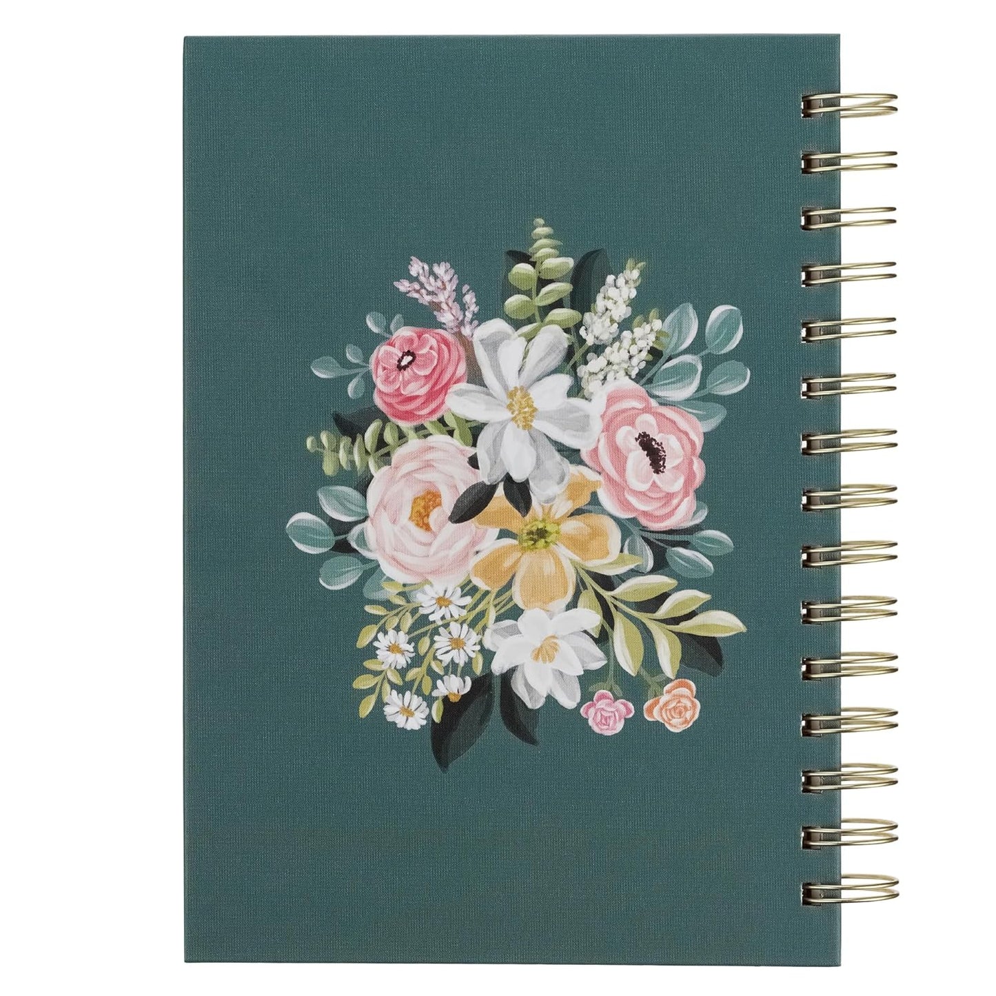 Love the Lord Teal Floral Spiral Journal - Matthew 22:37