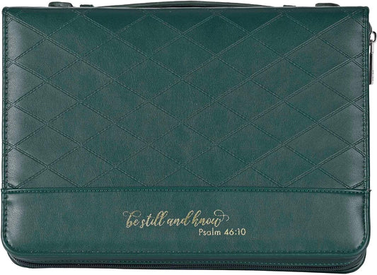 Bible Case Quilted Be Still Green Large