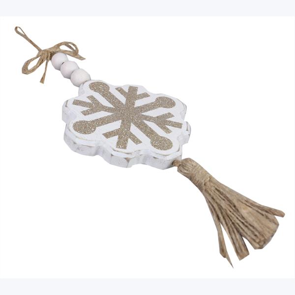 Wood White Winter Snow Ornaments, Sold Separately