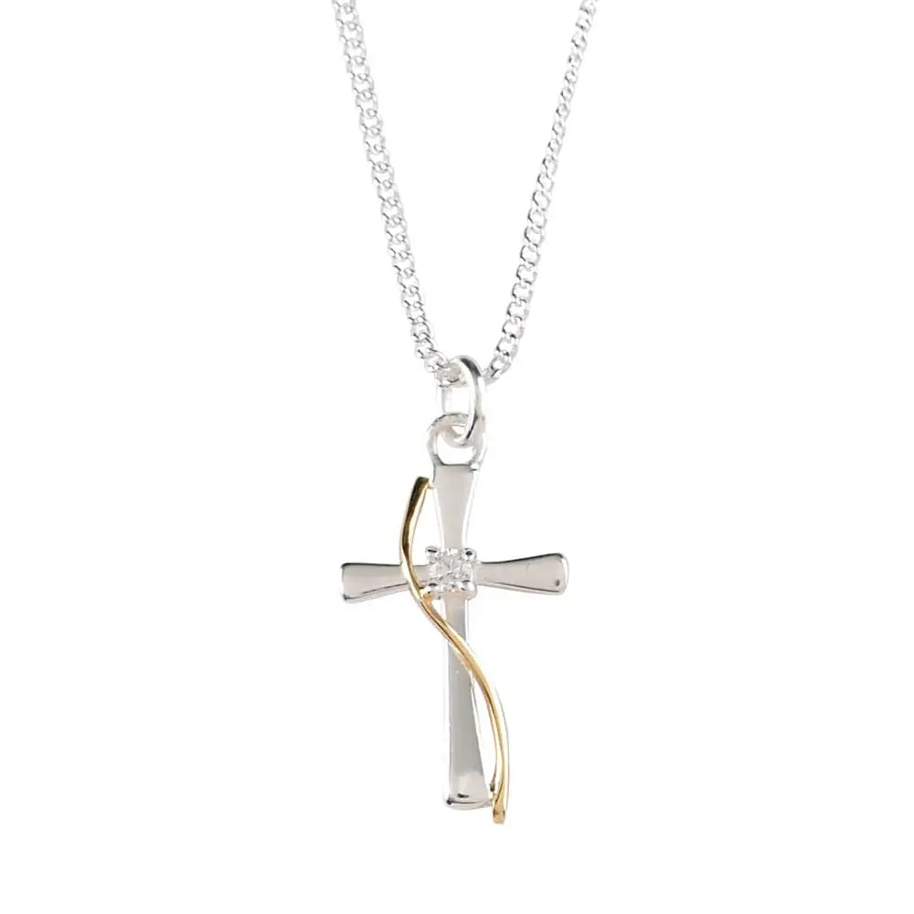 Silver Plated Flare Cross Necklace, 18" Chain