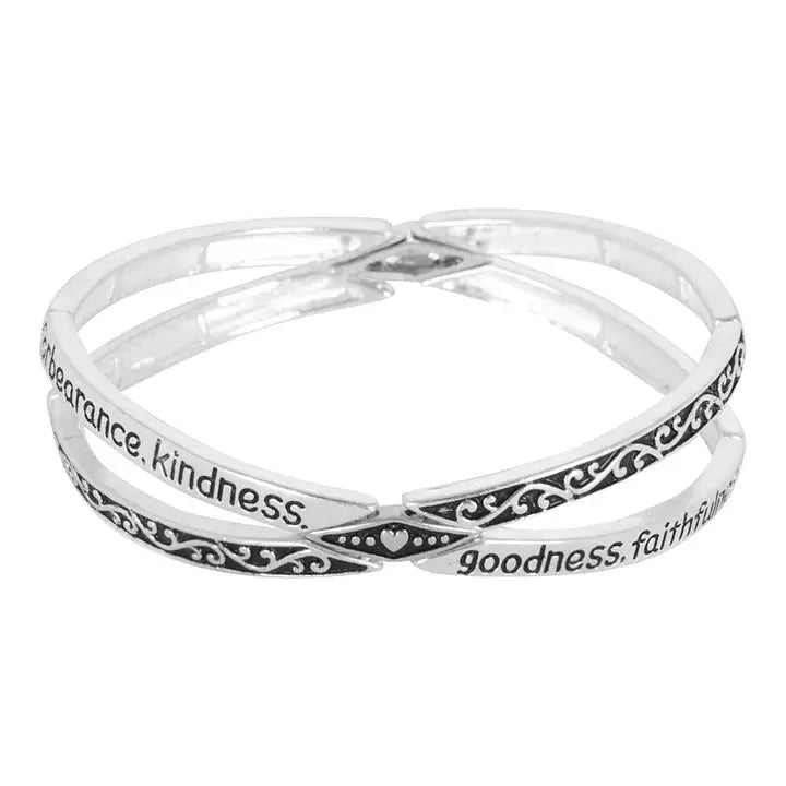 Fruits of the Spirit Two Tone Textured X Shape Bracelet