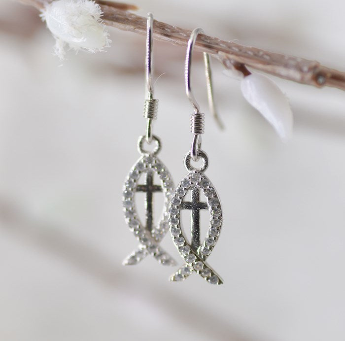 Ichthus/Cross Earrings