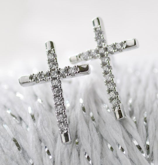 Cross-Cubic Zirconia Earrings