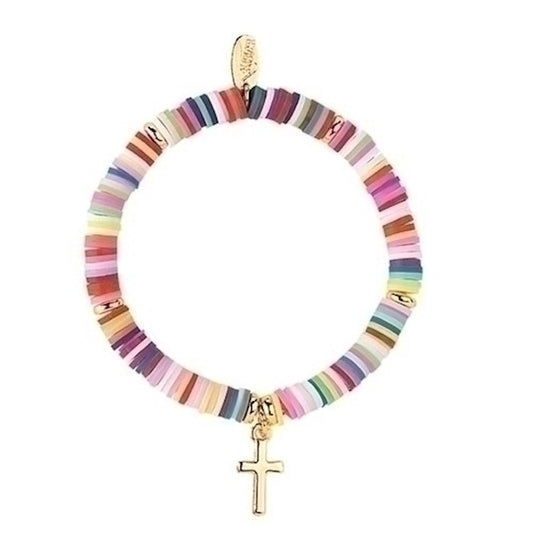 BRACELET-HEISHI CROSS-STRETCH