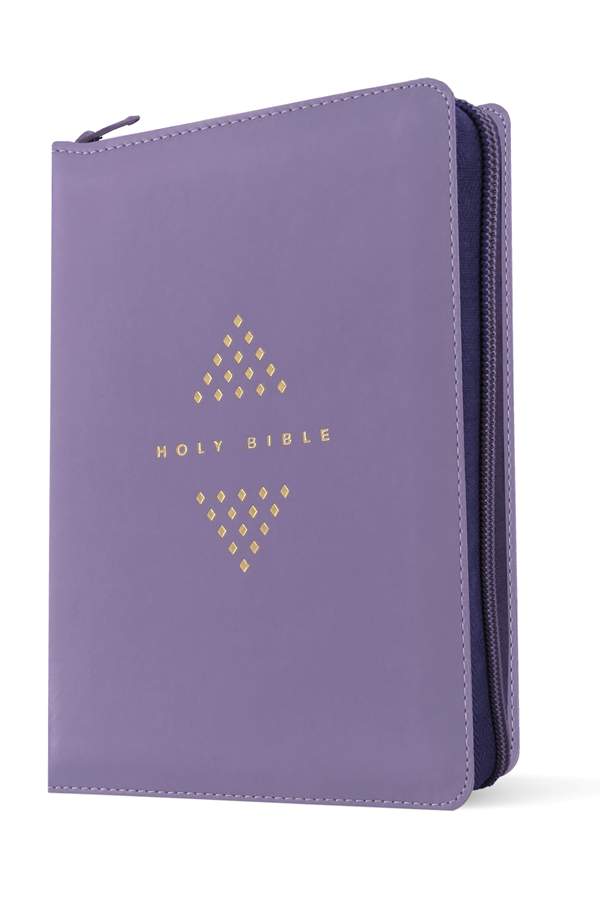 NLT Compact Giant Print Zipper Bible (LeatherLike, Diamond Lavender)