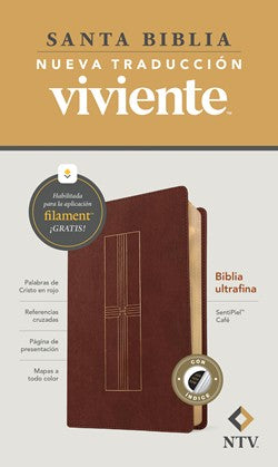 Biblia ultrafina NTV, con Filament, LeatherLike, Indexed, Brown, Red Letter