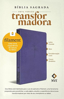 Bíblia Sagrada NVT Slim Letra Grande com Filament, Purple