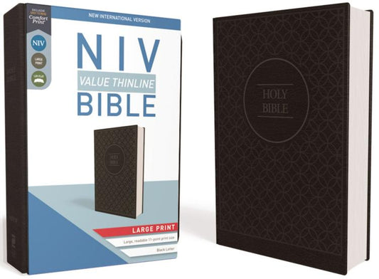NIV Value Thinline Bible Large Print Gray and Black, Imitation Leather