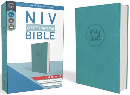 NIV, Value Thinline Bible, Large Print, Leathersoft, Teal, Comfort Print