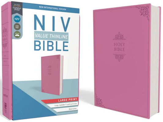 NIV Value Thinline Bible Large Print Pink, Imitation Leather