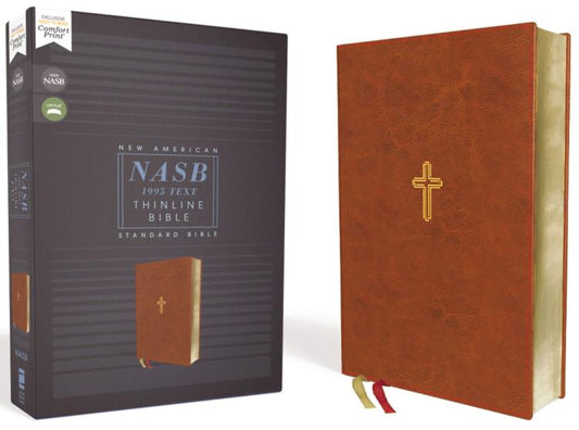 NASB, Thinline Bible, Leathersoft, Brown, Red Letter, 1995 Text, Comfort Print