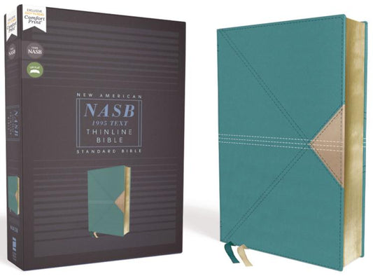 NASB Comfort Print Thinline Bible, Red Letter Edition--soft leather-look, teal